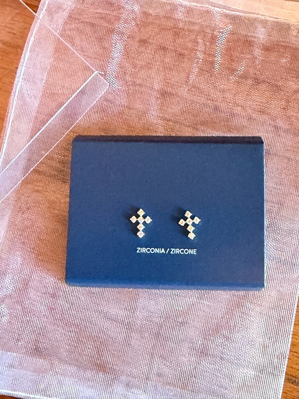 I am Silver Zirconia Cross Stud Earrings